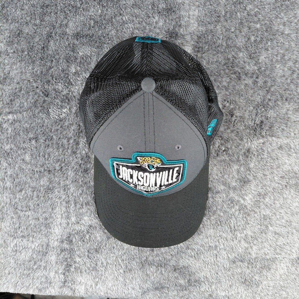 New Era Jacksonville Jaguars 9FORTY Trucker‎ Hat Snapback Gray Black NFL Cap - Picture 2 of 7